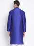 VASTRAMAY Men's Blue Cotton Silk Blend Kurta